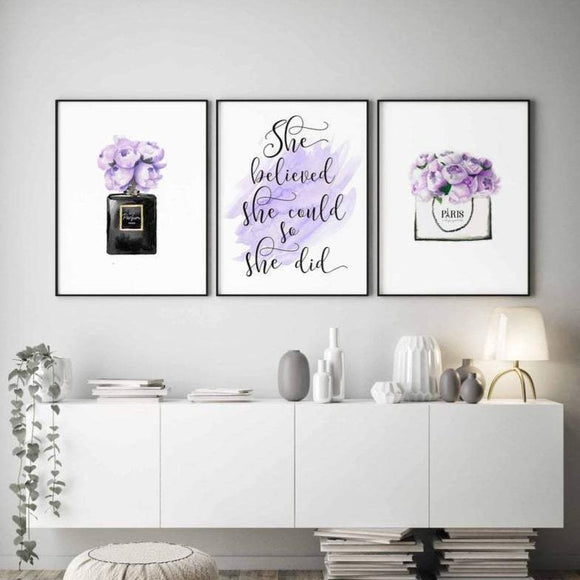 Purple Girls bedroom Art Set I 07 -3 Pieces