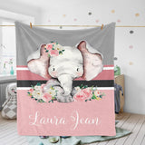 Personalized Name Fleece Blanket - Elephant33