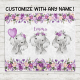 Personalized Name Fleece Blanket 19-Elephant