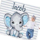 Personalized Name Fleece Blanket 11-Elephant