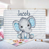 Personalized Name Fleece Blanket 11-Elephant