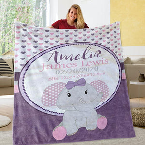 Personalized Name Fleece Blanket - Elephant31