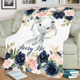 Personalized Name Fleece Blanket 01-Elephant