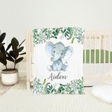 Personalized Name Fleece Blanket 04-Elephant