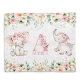 Personalized Name Fleece Blanket 20-Elephant