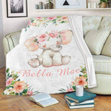 Personalized Name Fleece Blanket 15-Elephant