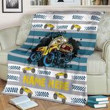 Custom Name Fleece Cartoon Blanket II07 - Truck