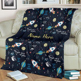 Custom Name Fleece Cartoon Blanket I18 - Space