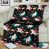 Custom Name Fleece Cartoon Blanket I11 - Unicorn