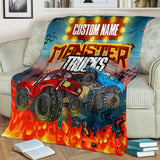 Custom Name Fleece Cartoon Blanket II02 - Truck