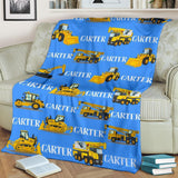 Custom Name Fleece Cartoon Blanket I22 - Construction