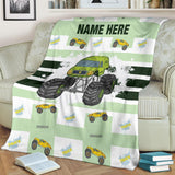 Custom Name Fleece Cartoon Blanket II06 - Truck