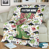 Custom Name Fleece Cartoon Dinosaur Blanket II04