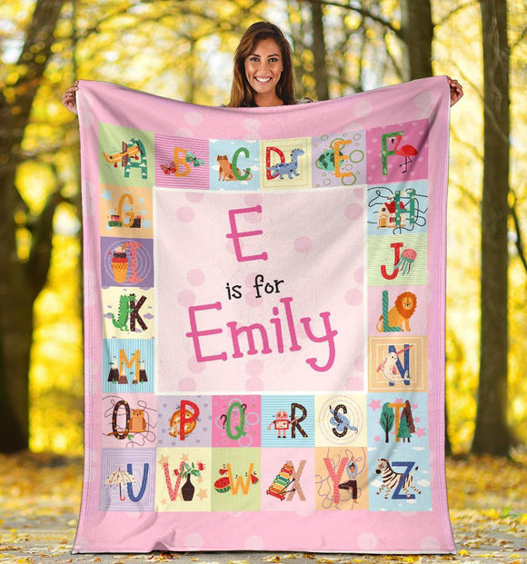 Custom Name Fleece Cartoon Blanket I04 - Alphabets