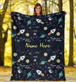 Custom Name Fleece Cartoon Blanket I18 - Space