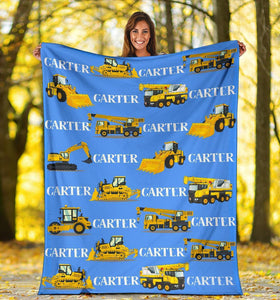 Custom Name Fleece Cartoon Blanket I22 - Construction