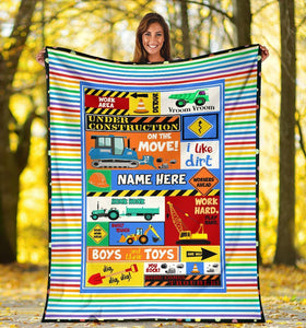 Custom Name Fleece Cartoon Blanket I13 - Construction