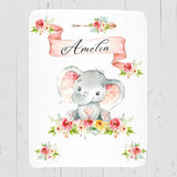 Personalized Name Fleece Blanket - Elephant01