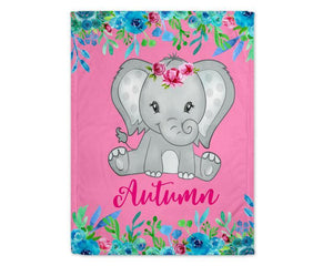 Personalized Name Fleece Blanket - Elephant02