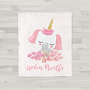 Personalized Name Fleece Blanket - Elephant11