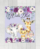 Personalized Name Fleece Blanket - Animals17 Purple