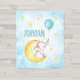 Personalized Name Fleece Blanket - Elephant09 Blue