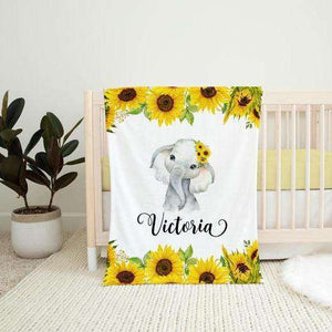 Personalized Name Fleece Blanket 10-Elephant