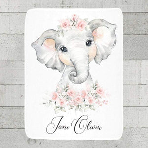 Personalized Name Fleece Blanket - Elephant12