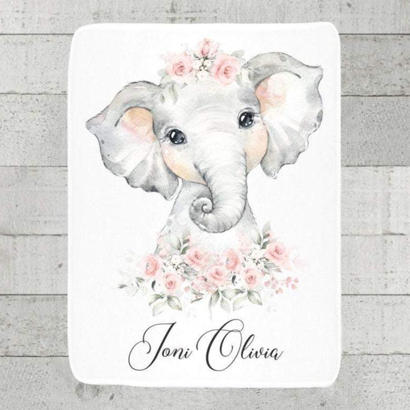 Personalized Name Fleece Blanket - Elephant12