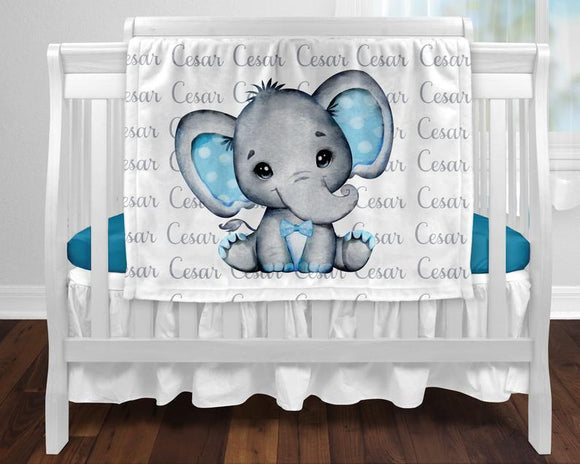 Baby Swaddle Fleece Blanket-elephant with name