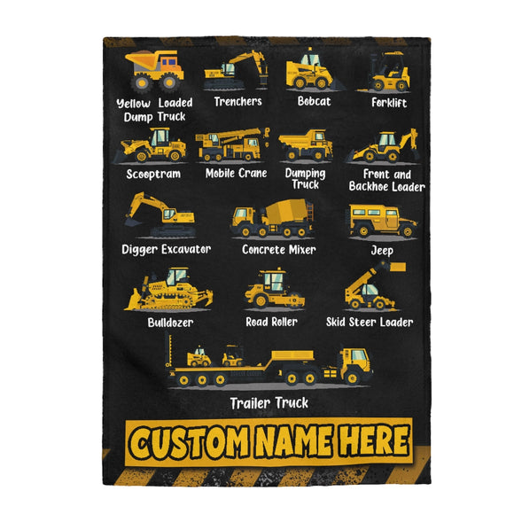 Custom Name Fleece Cartoon Blanket I17 - Construction